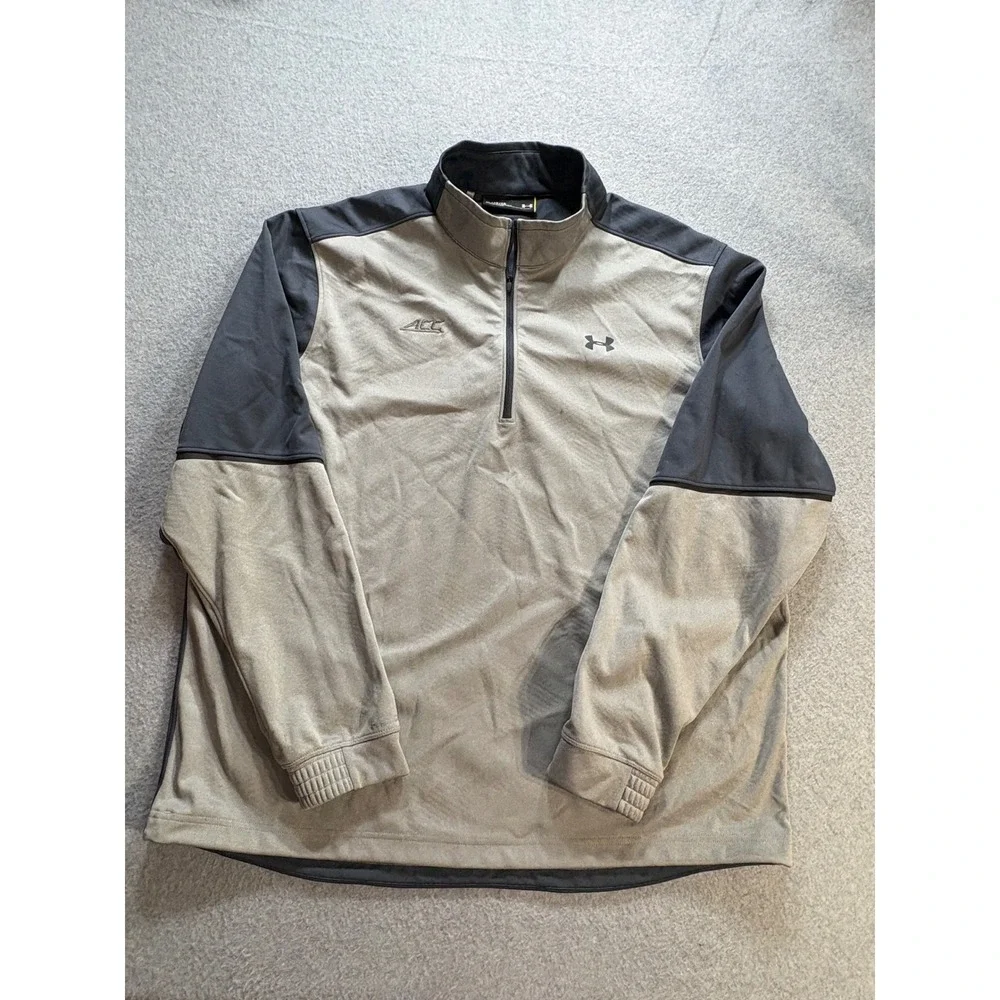 Under Armour ACC Quarter Zip Pullover Mens XL Gray Black Performance Sweatshirt